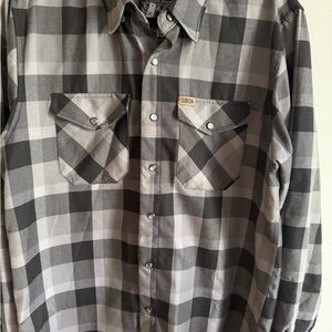 DIXXON Black and Gray Plaid Snap-Front Work Shirt 1911